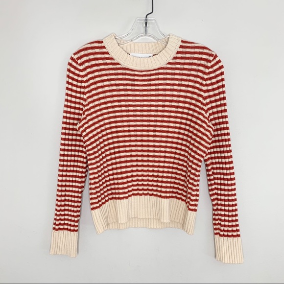 The GREAT. Mini Striped Shrunken Pullover *Scarlet Stripe* - Picture 4 of 12